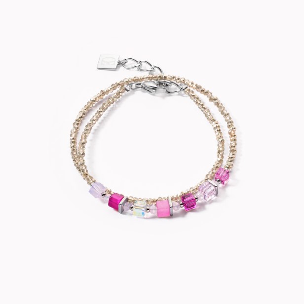 Joyful Colous Wrap bracelet silver pink